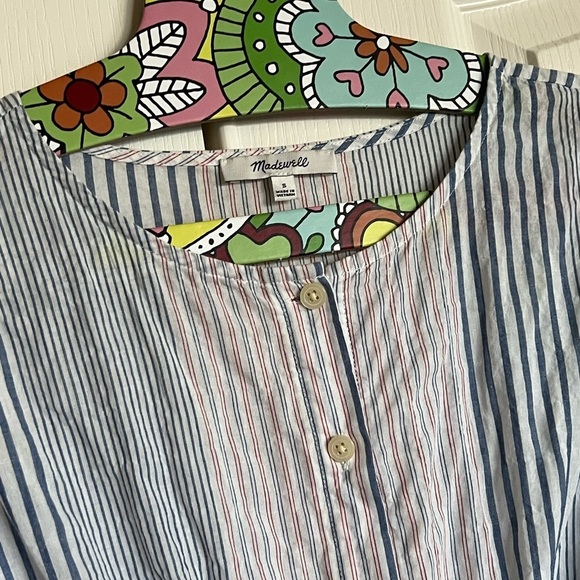 Madewell striped drawstring button front‎ blouse size Small Host Pick! - Picture 8 of 14